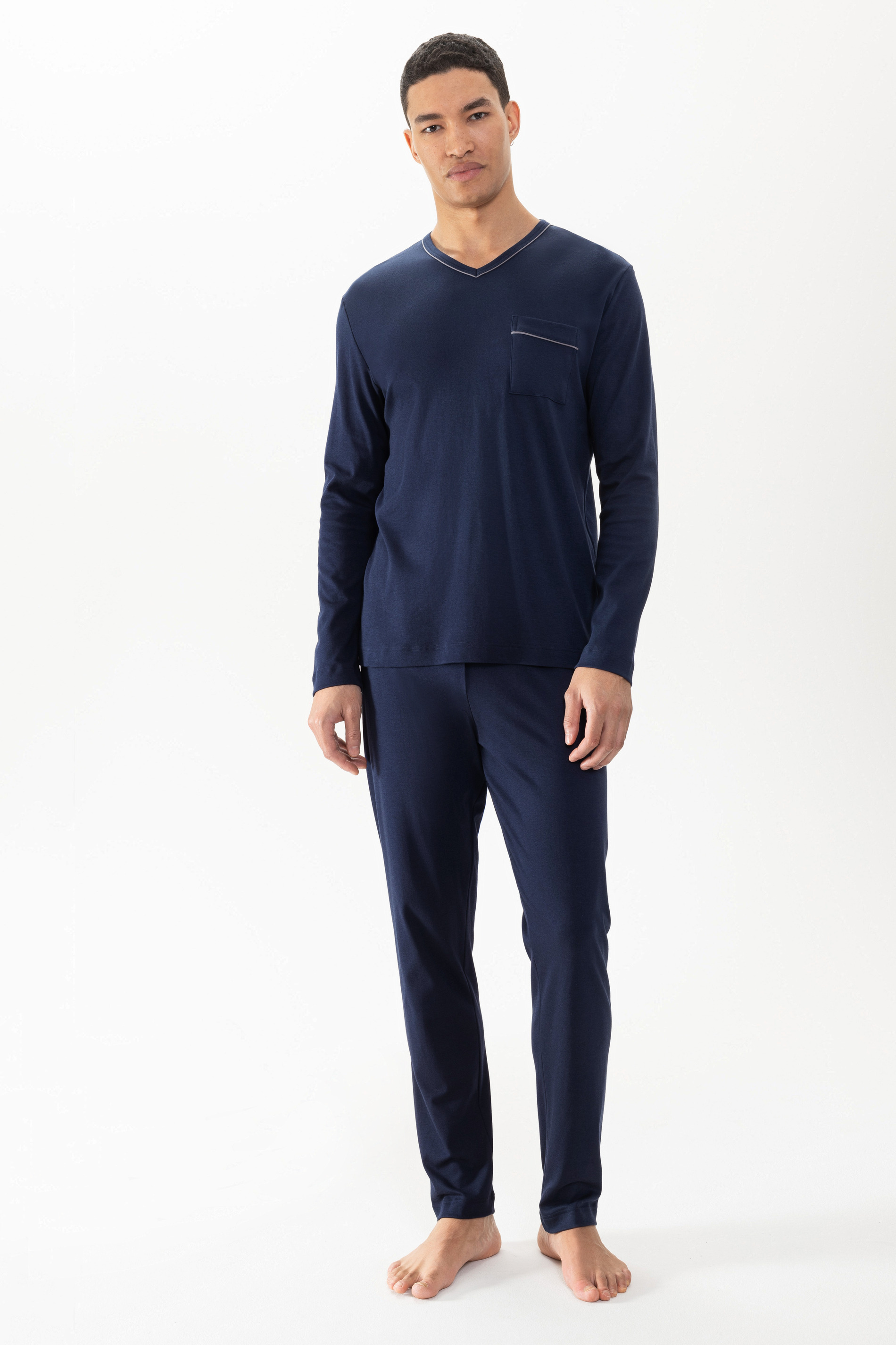 MoFiz Pyjama voor heren, katoen, lang, winter, nachtkleding met knopen, lange mouwen, tweedelige pyjama, hemd en broek met zakken, zacht en comfortabel, Zwart, 3XL